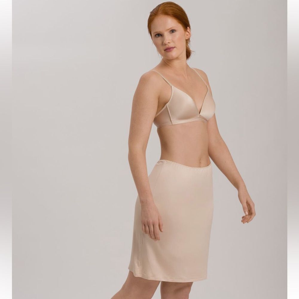 Hanro Satin Slip Skirt Beige Nude Style 7697 A-line Soft Comfort $120